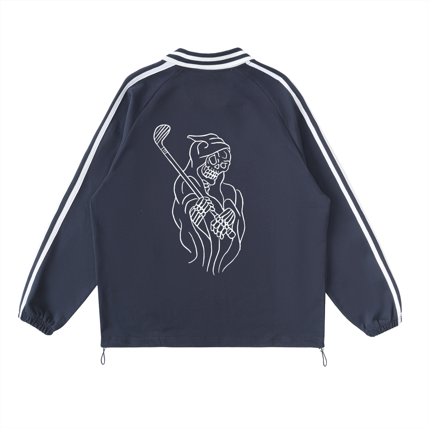 Contrast Striped Lapel Collar Sweatshirt