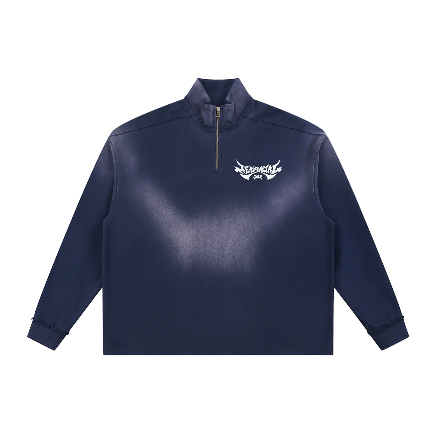 Heavy Metal Logo Sun Fade Raw Edge Quarter-Zip Sweatshirt