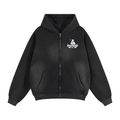 Heavy Metal Two-way Zipper Boxy Fleece Hoodie