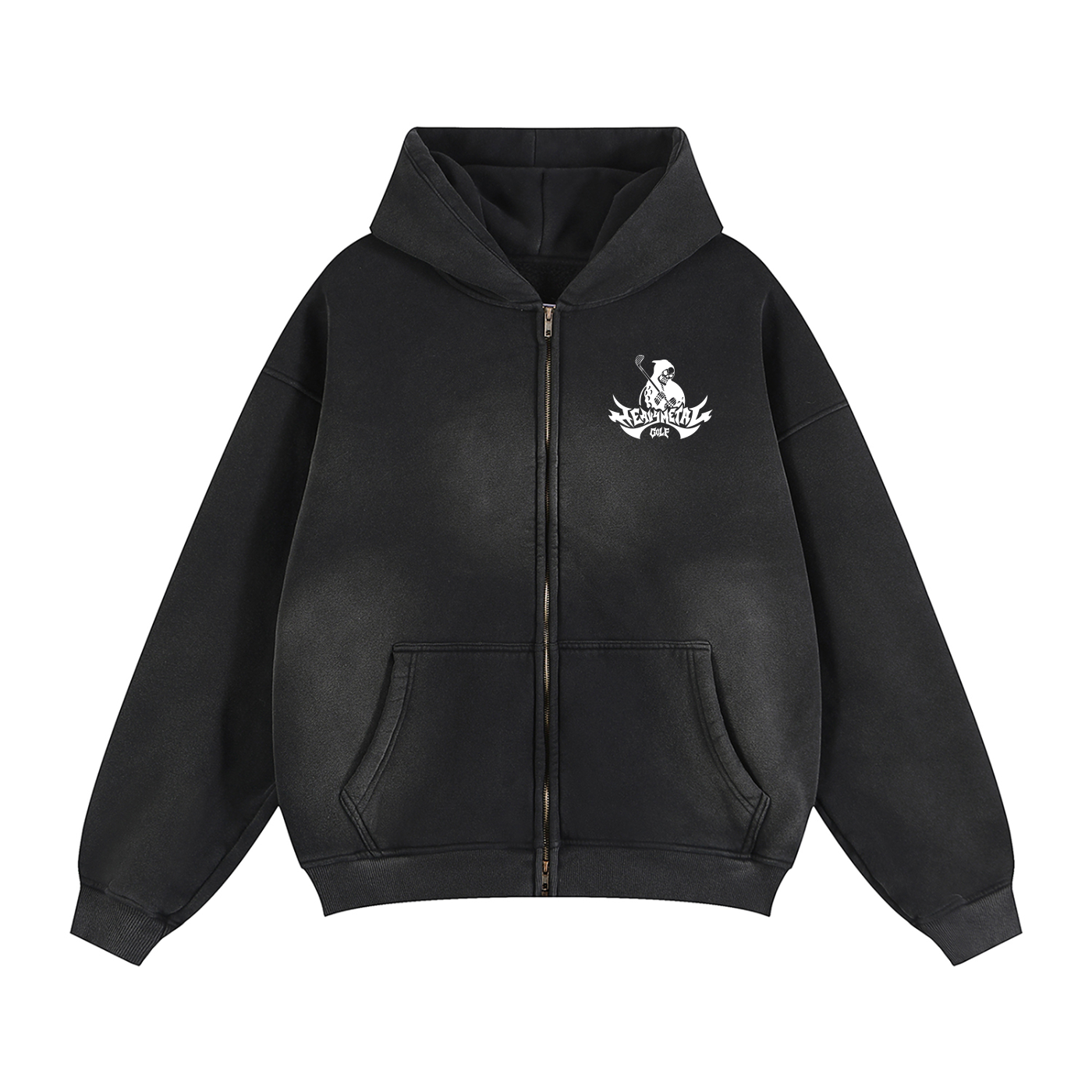 Heavy Metal Two-way Zipper Boxy Fleece Hoodie