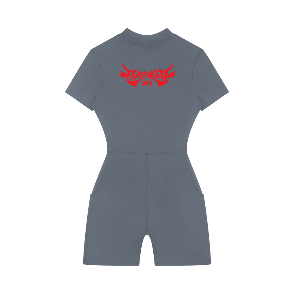 Women's Quarter-Zip Short Sleeve Romper