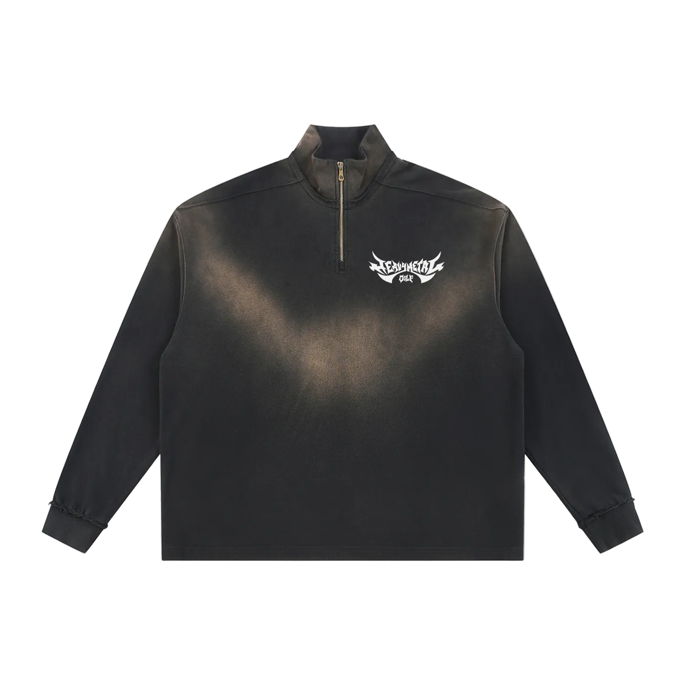 Heavy Metal Logo Sun Fade Raw Edge Quarter-Zip Sweatshirt