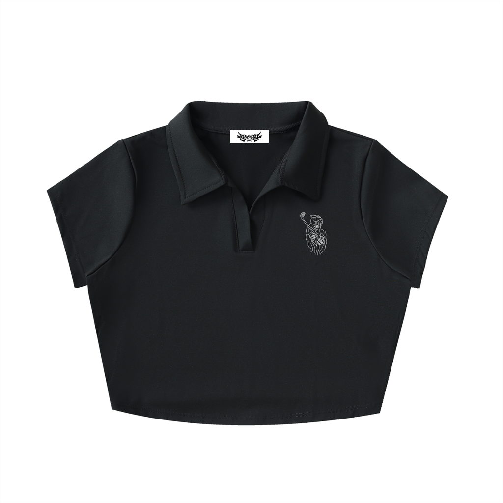 Heavy Metal V-Neck Polo Crop Top