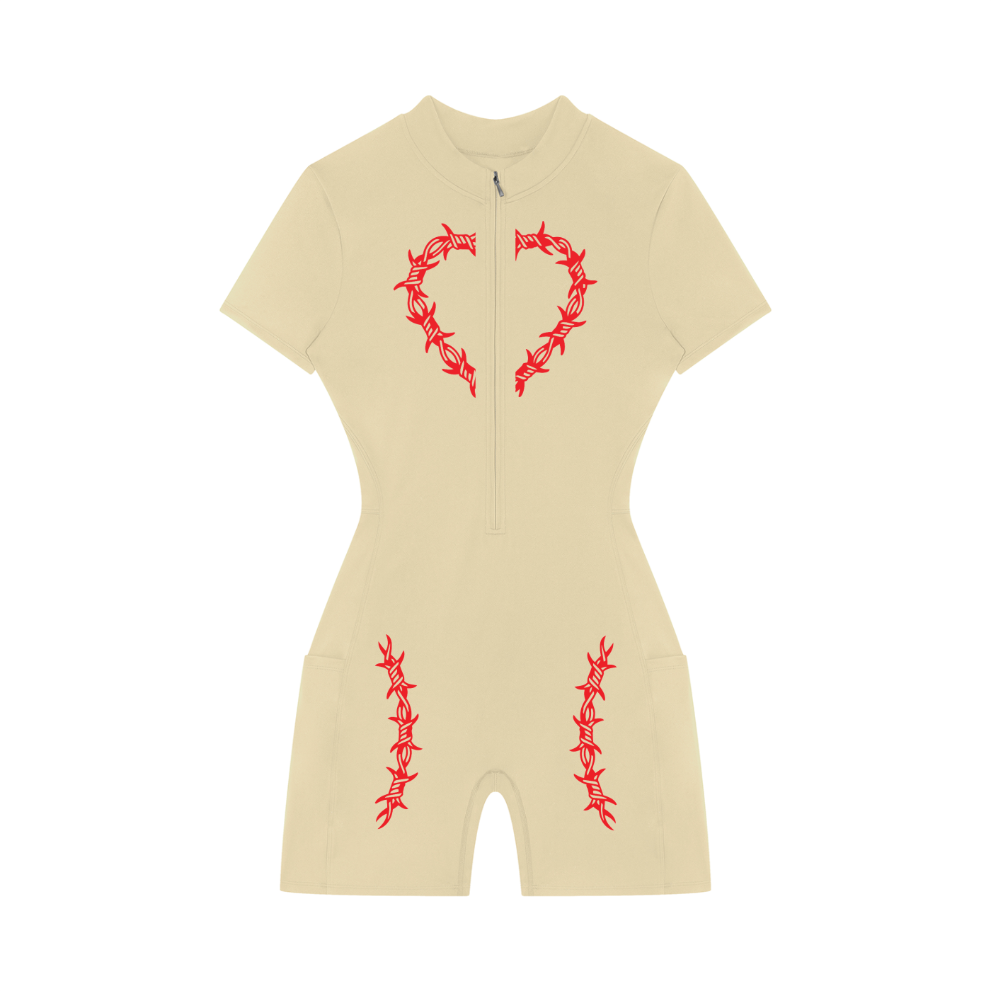 Women's Quarter-Zip Short Sleeve Romper