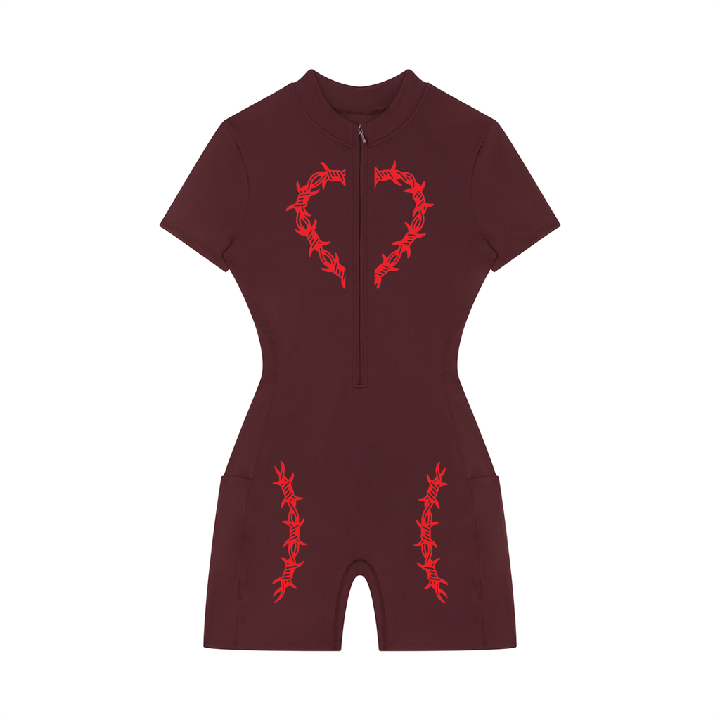 Women's Quarter-Zip Short Sleeve Romper