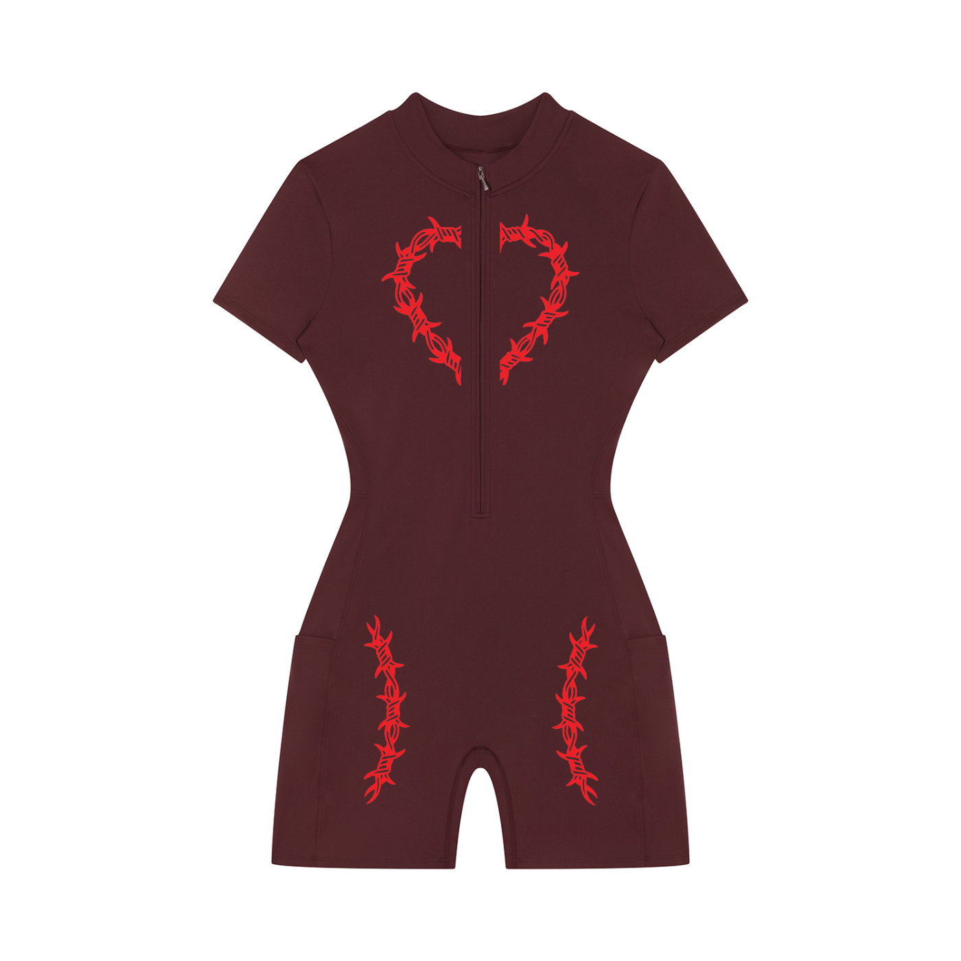 Women's Quarter-Zip Short Sleeve Romper