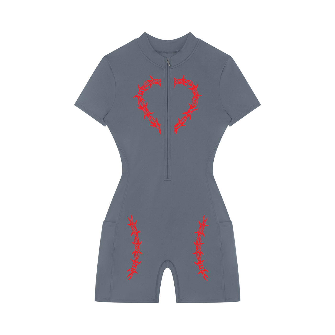 Women's Quarter-Zip Short Sleeve Romper