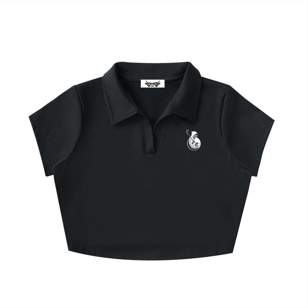 Heavy Metal V-Neck Polo Crop Top