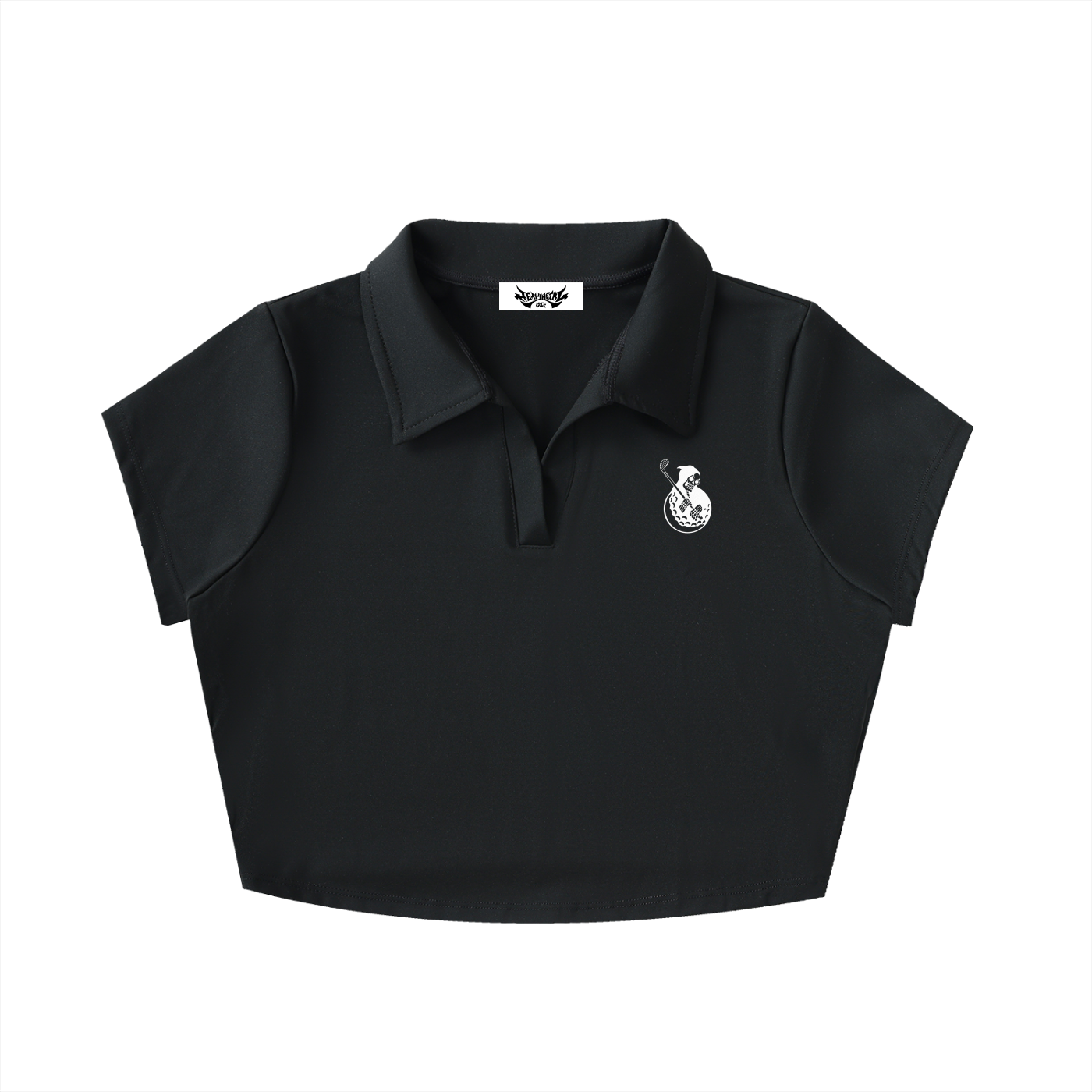 Heavy Metal V-Neck Polo Crop Top