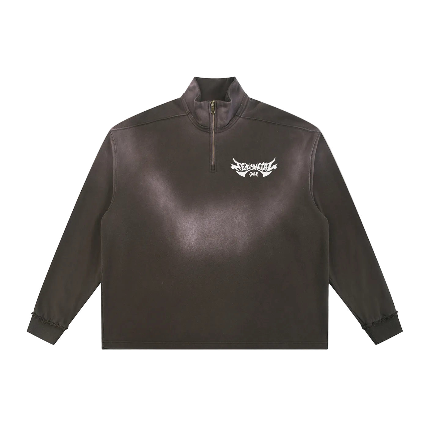 Heavy Metal Logo Sun Fade Raw Edge Quarter-Zip Sweatshirt
