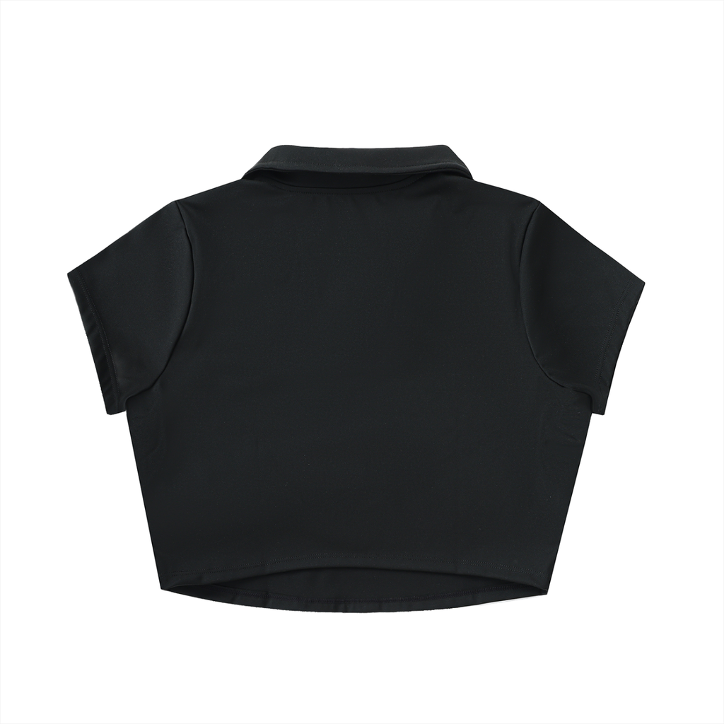 Heavy Metal V-Neck Polo Crop Top