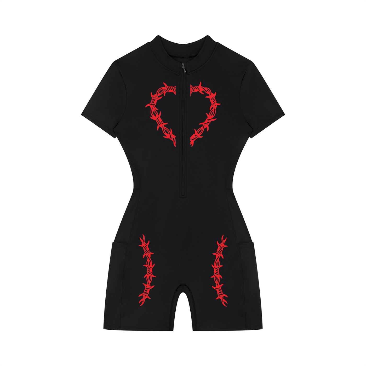 Women's Quarter-Zip Short Sleeve Romper
