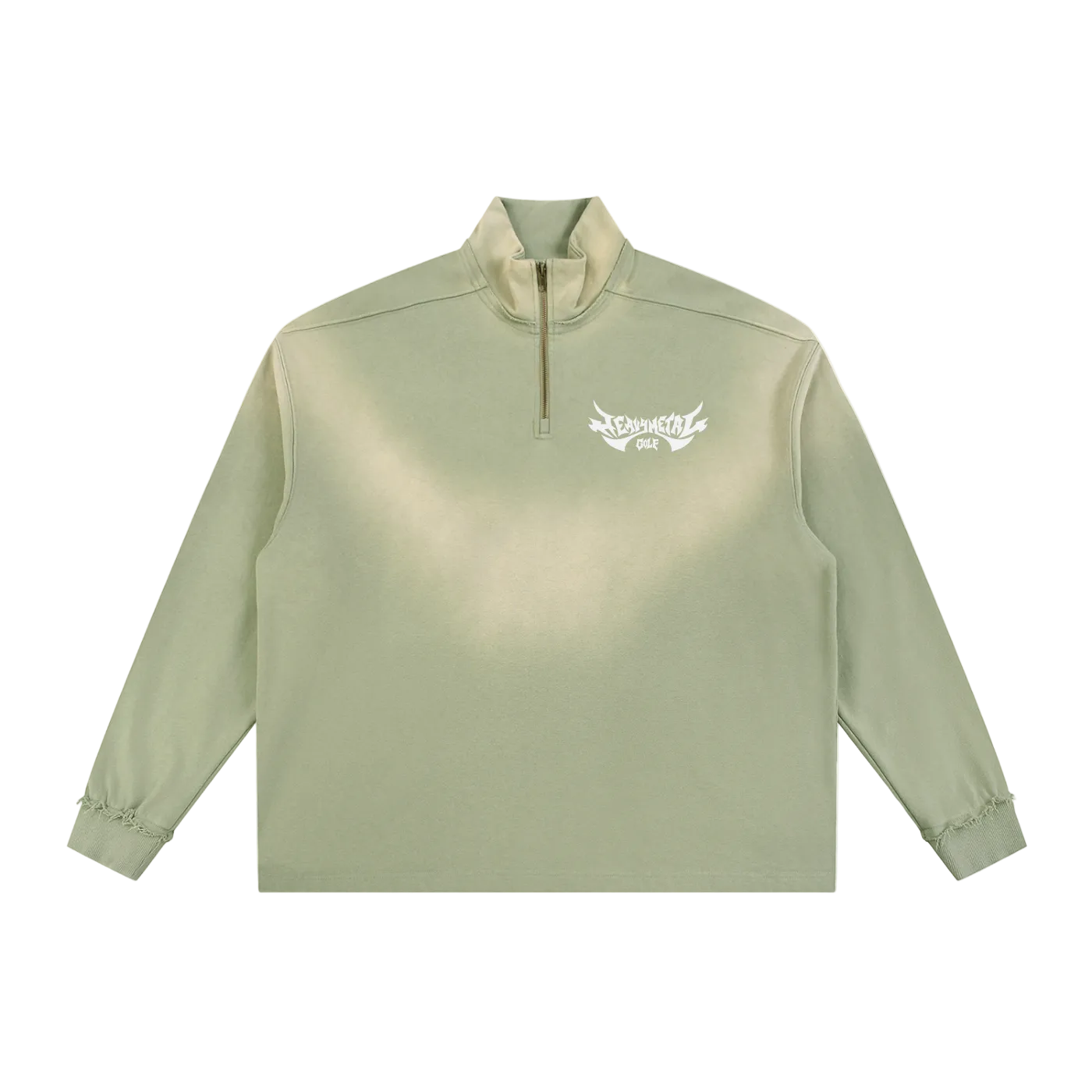 Heavy Metal Logo Sun Fade Raw Edge Quarter-Zip Sweatshirt