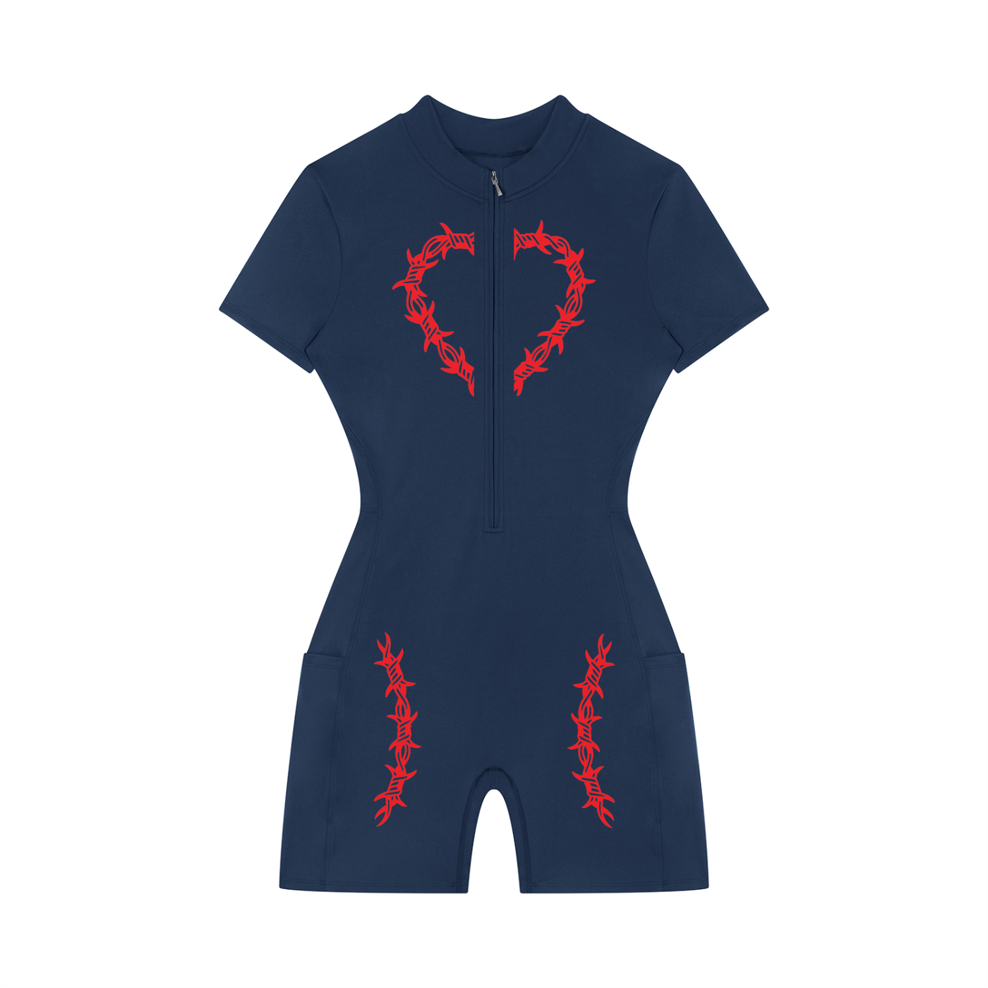 Women's Quarter-Zip Short Sleeve Romper