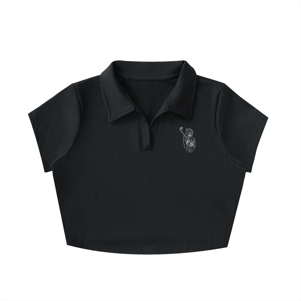 Heavy Metal V-Neck Polo Crop Top