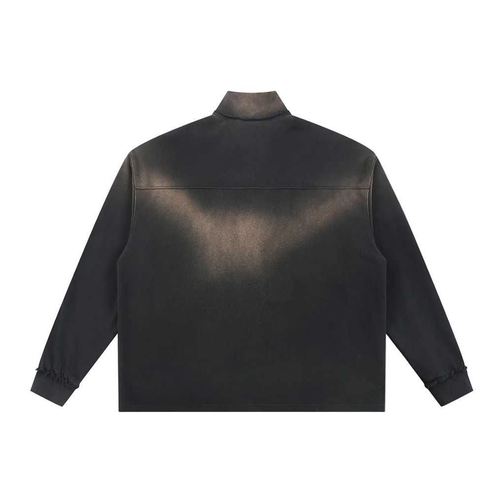Heavy Metal Logo Sun Fade Raw Edge Quarter-Zip Sweatshirt